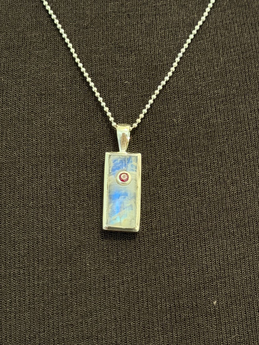 Moonstone with ruby
