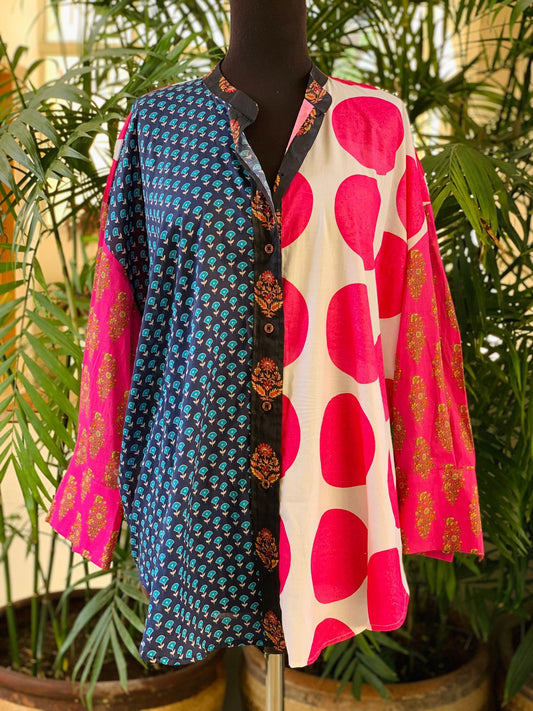 Polka Block-Print Buttondown