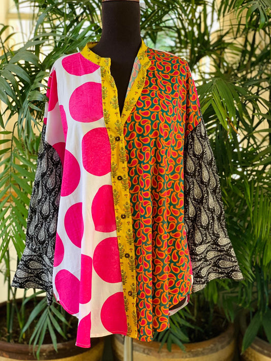 Polka Block-Print Buttondown