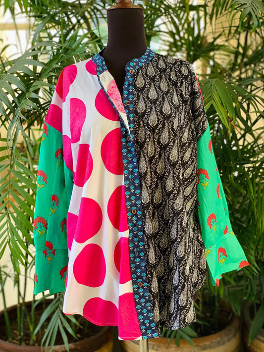 Polka Block-Print Buttondown