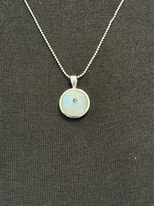 Moonstone with emerald